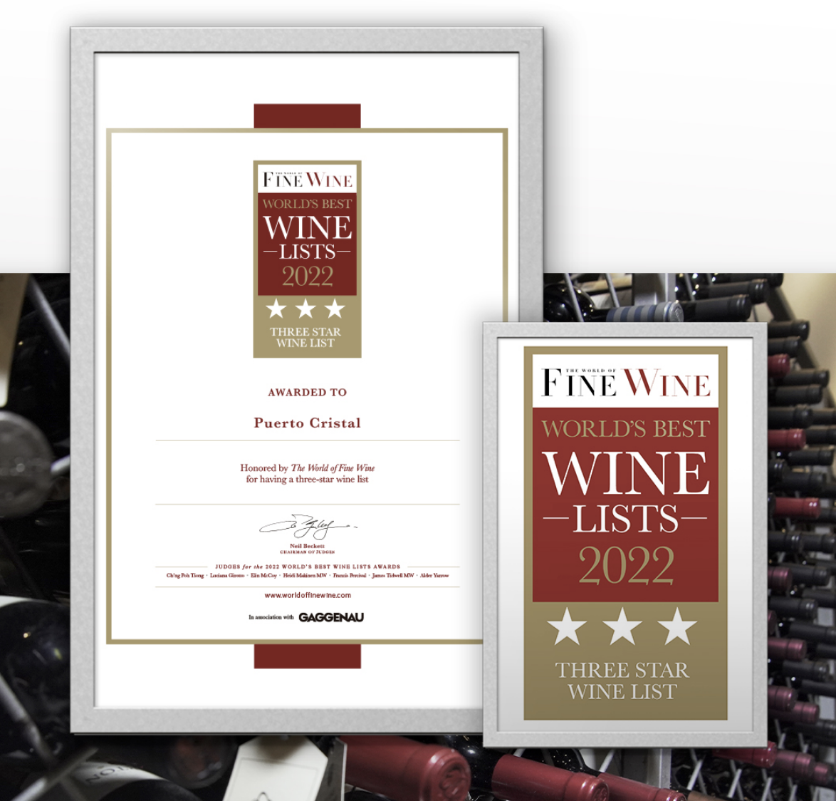 Award for Our select Wine List